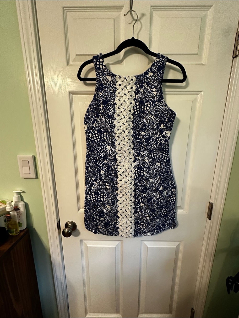 Lilly for Target Navy & Cream Printed Dress with Pineapple Zipper Pull